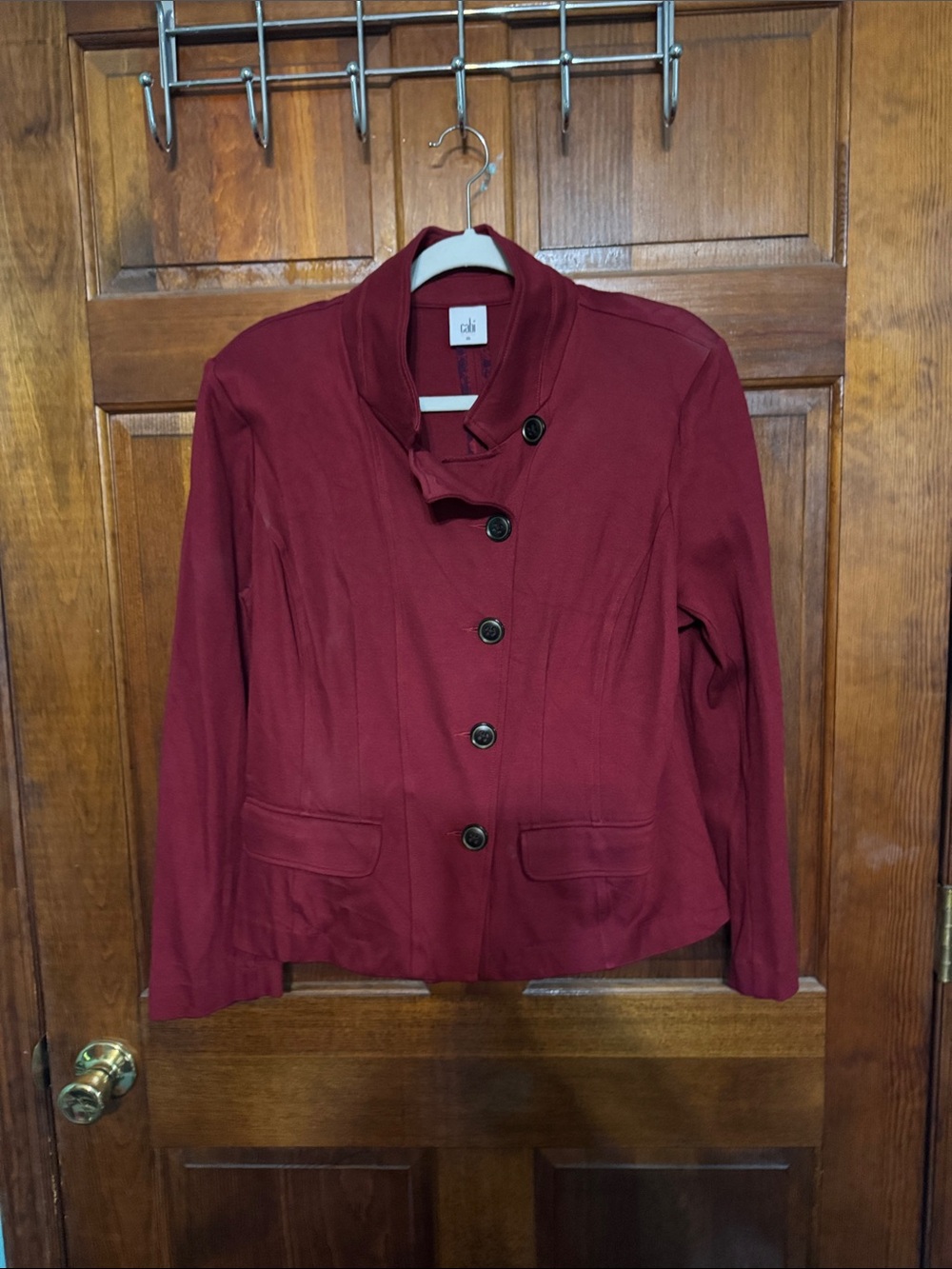 CAbi Women's Deep Red Button-Front Blazer